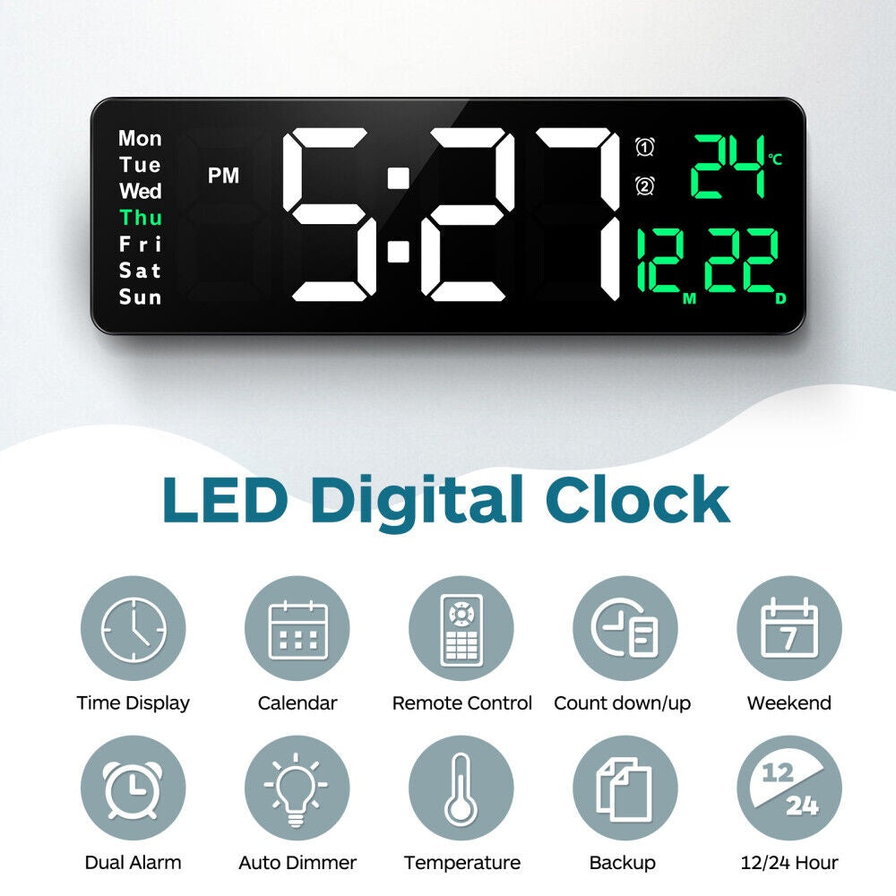 TintMate™ Modern LED Wall Clock (16-inch, Remote Controlled)