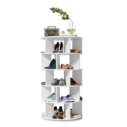 360° Rotating Shoe Rack – Modern White Storage Tower