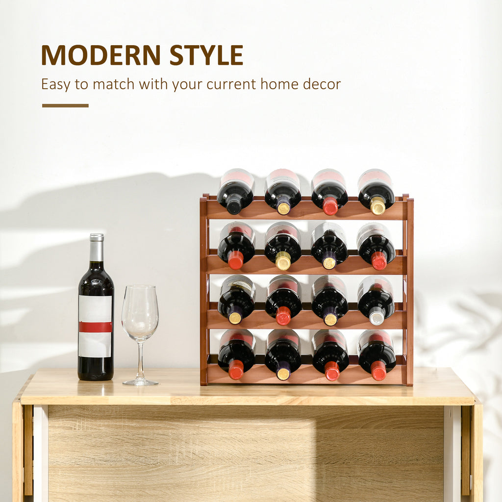 Freestanding Bamboo Wine Rack – 16 Bottle Storage for Home & Bar