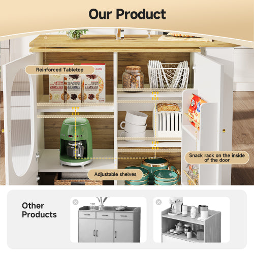 Rotating Bar & Kitchen Island with Storage — White