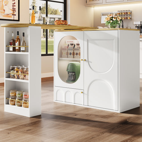Rotating Bar & Kitchen Island with Storage — White