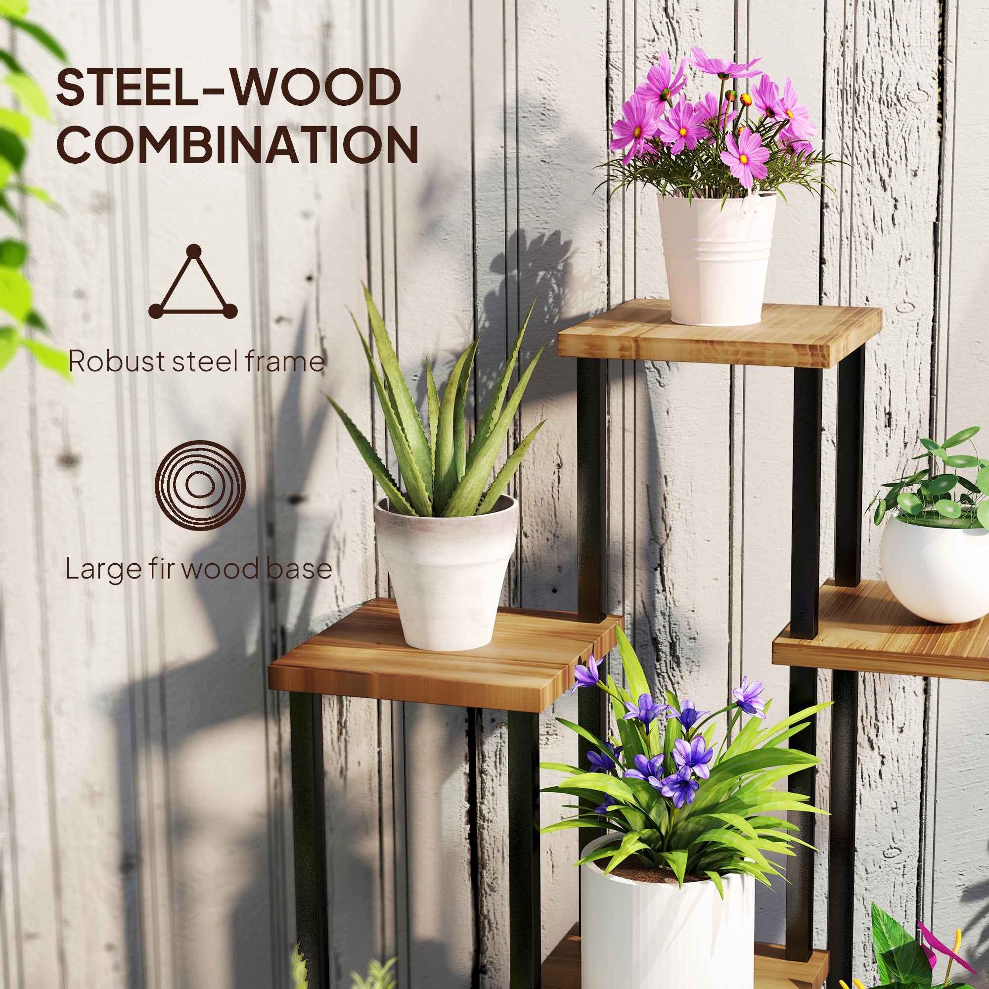 Seven-Tier Wooden Plant Stand | Space-Saving Indoor Plant Shelf
