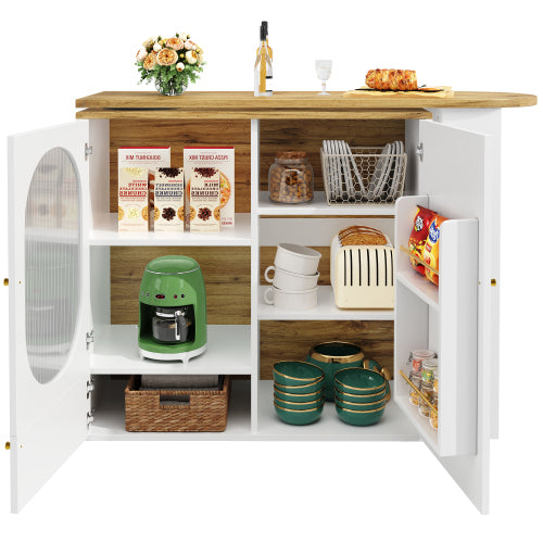 Rotating Bar & Kitchen Island with Storage — White