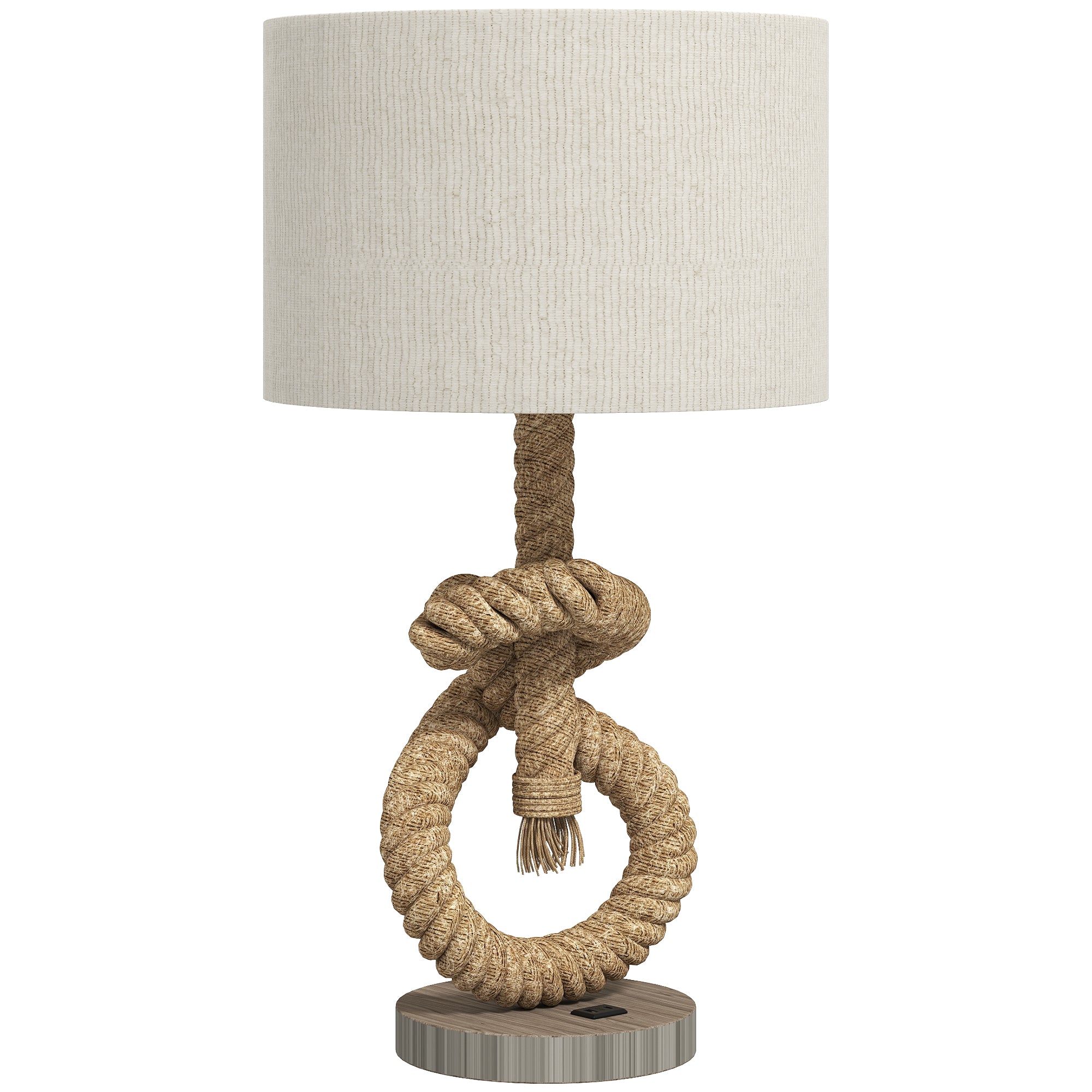 Natural Rope Table Lamp with USB Port