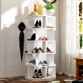 360° Rotating Shoe Rack – Modern White Storage Tower
